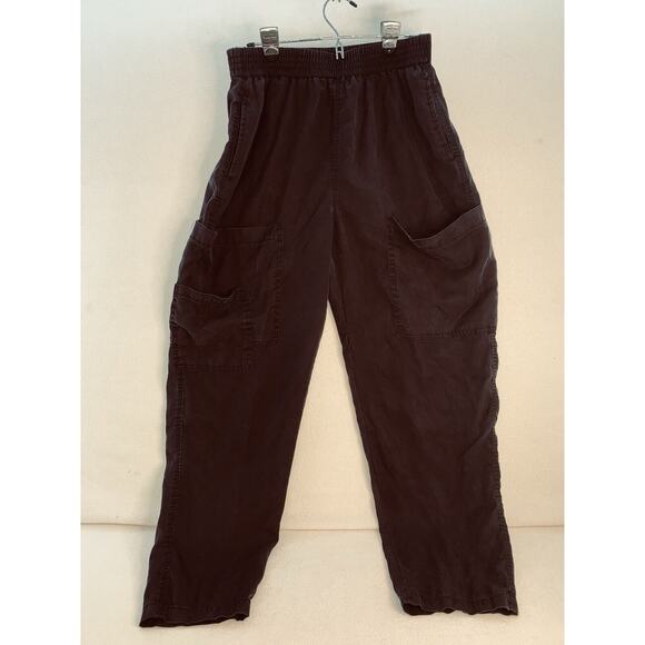 XL Hunter & Brown Pants Womens Flowy Black Elastic Pull On 3 Leg Patch Pockets - Picture 6 of 13